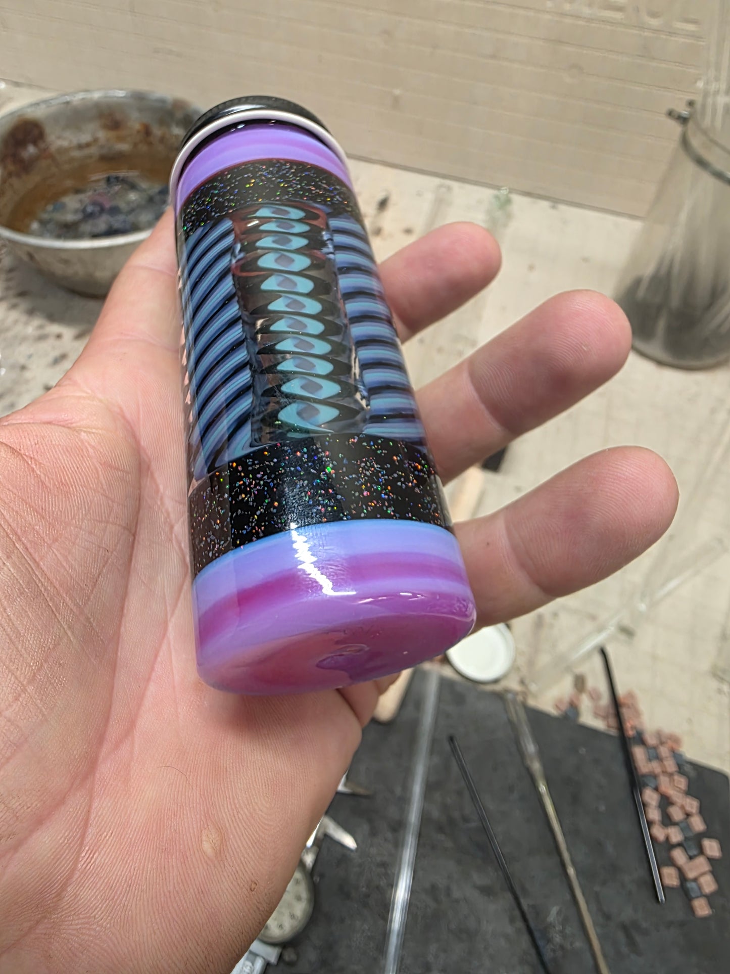 Tall Galactic Opal Weave Jar