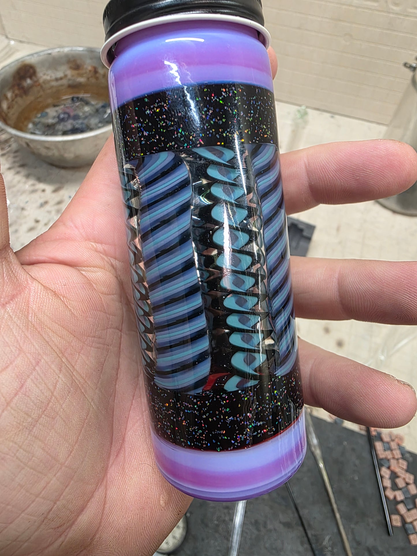 Tall Galactic Opal Weave Jar