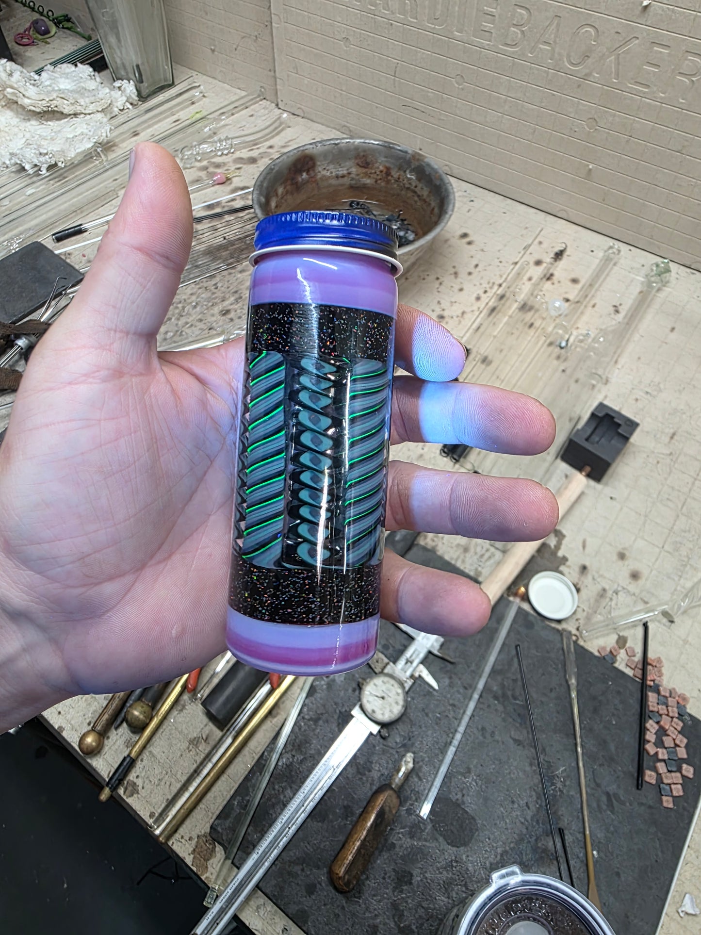 Tall Galactic Opal Weave Jar