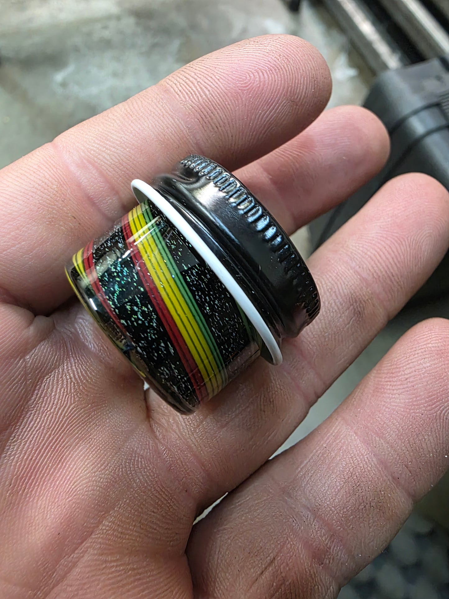 Micro rasta with green diechroic glass jar