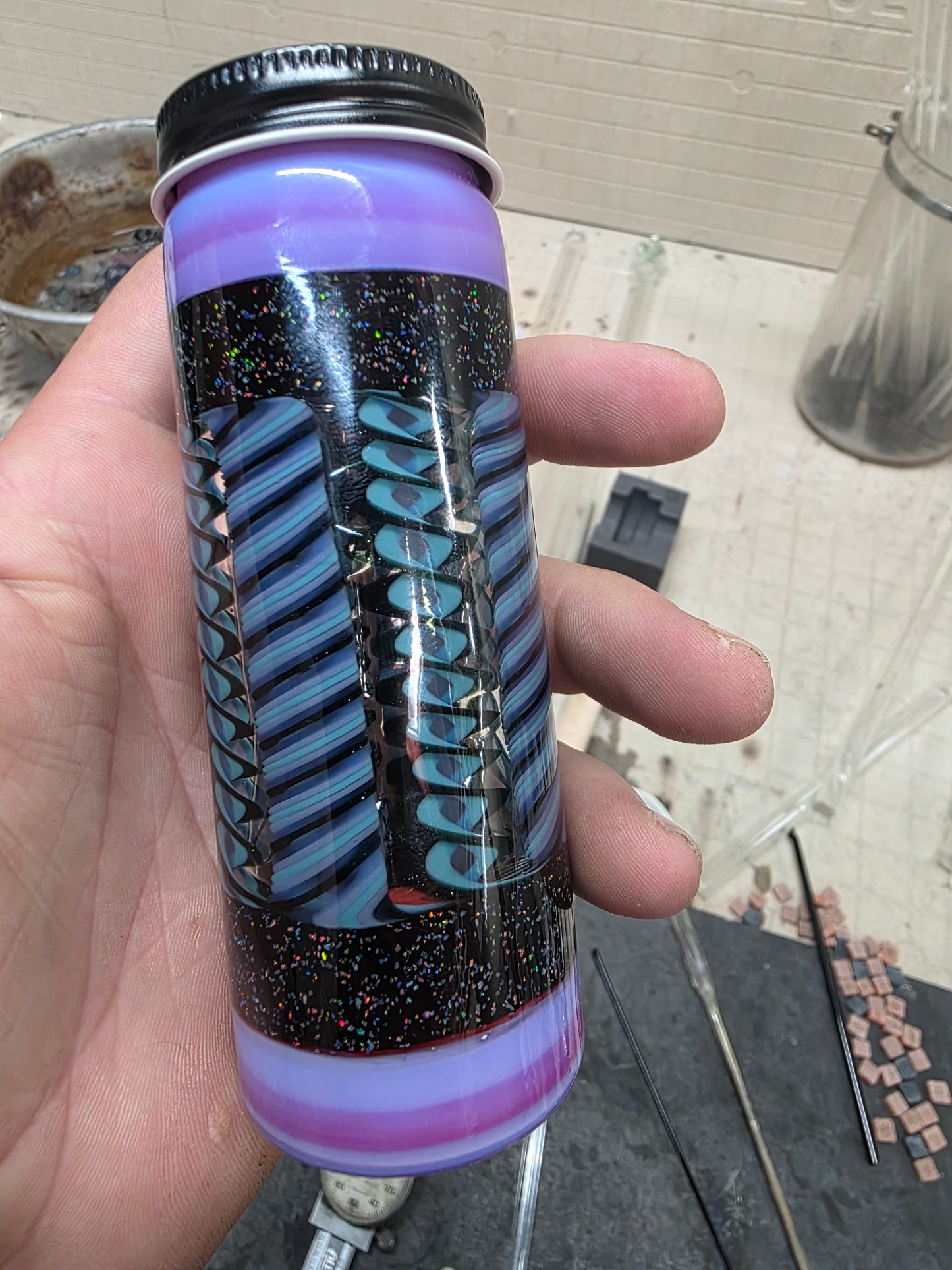 Tall Galactic Opal Weave Jar