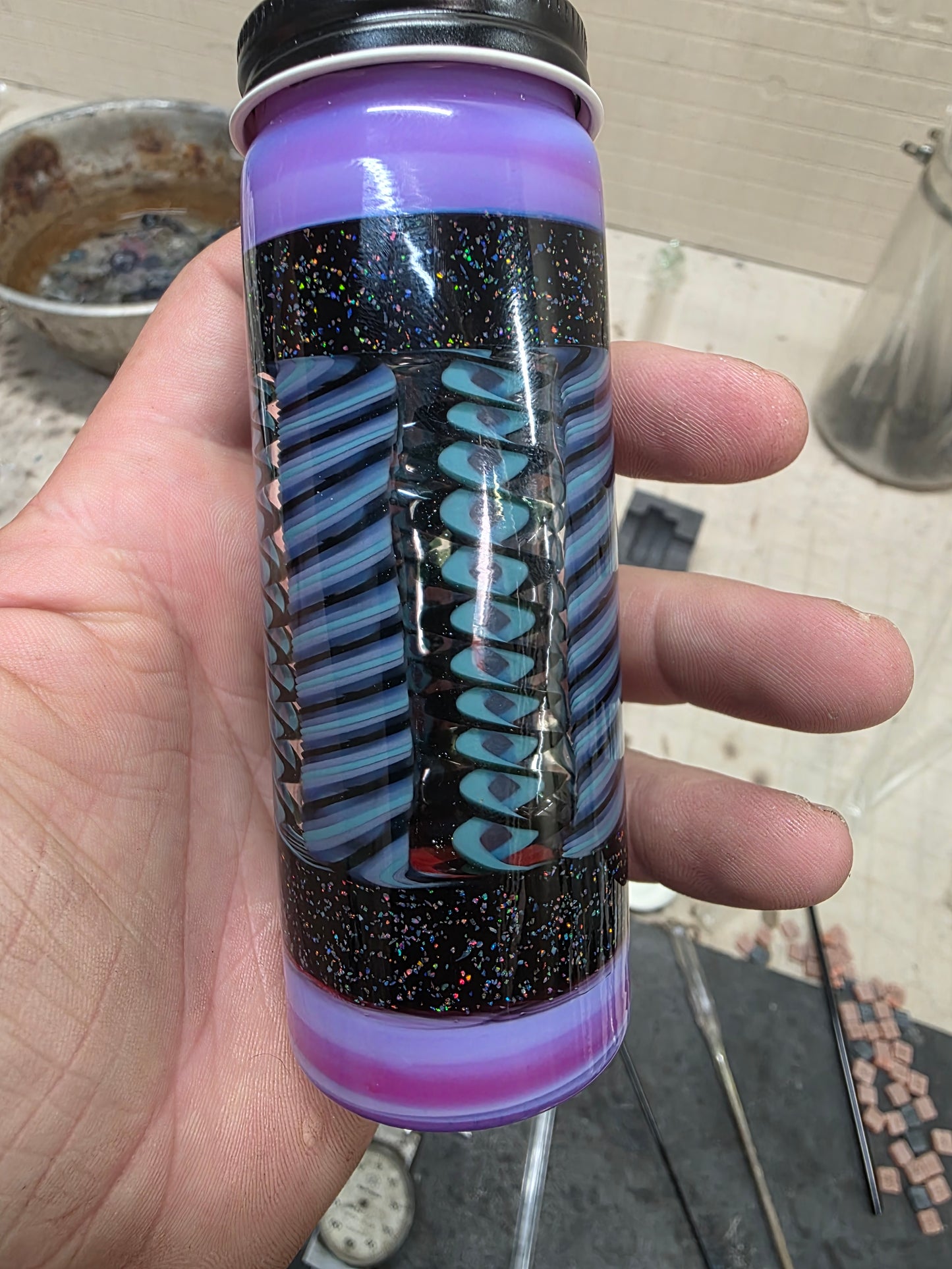 Tall Galactic Opal Weave Jar