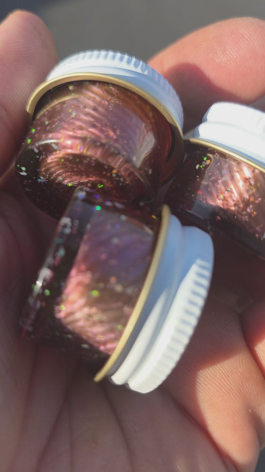 Micro opal gold ruby lite over electrum jar