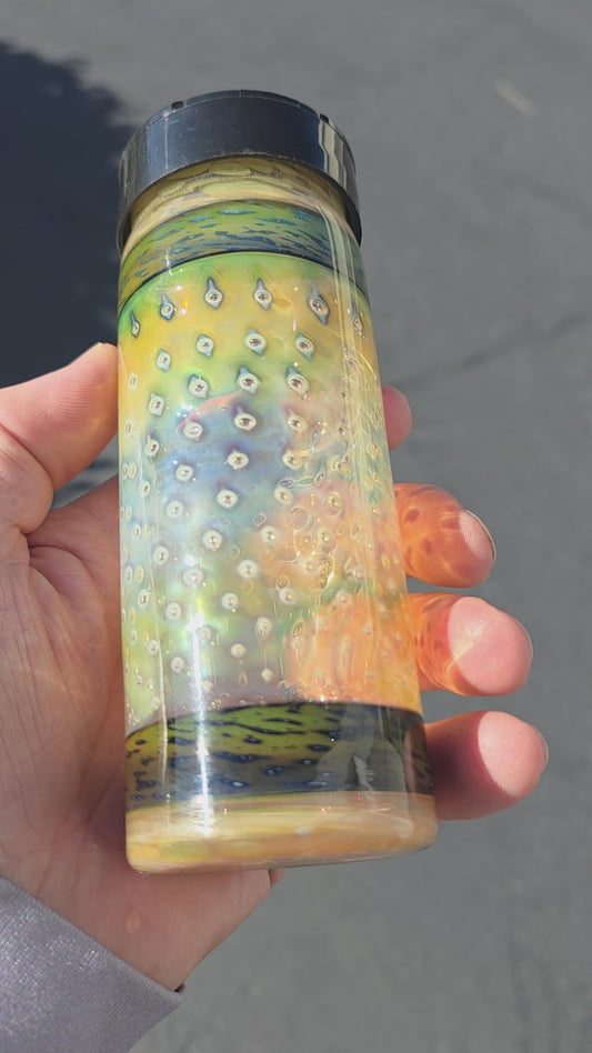 Seasoning jar with gold and silver fume work