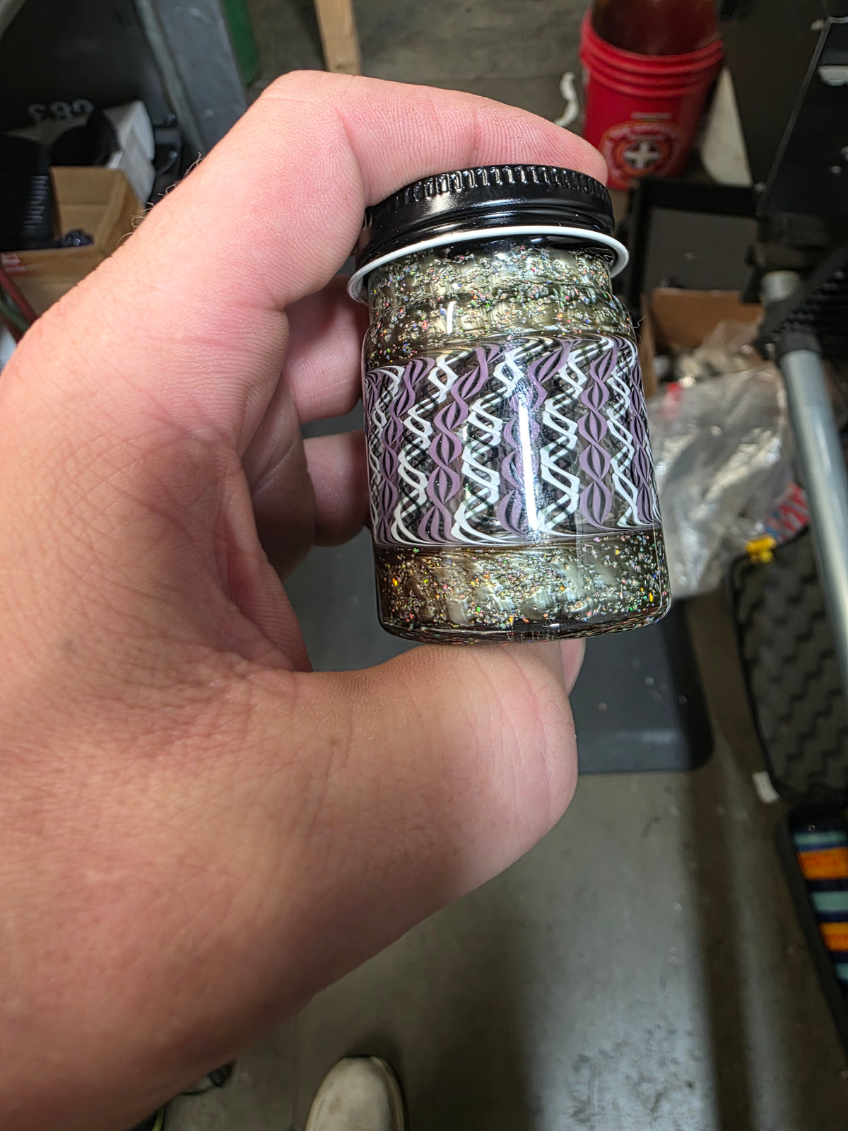 Large opal cane work jar
