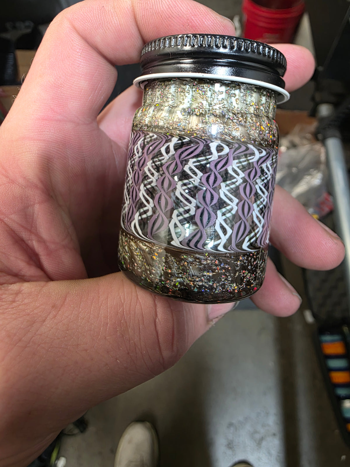 Large opal cane work jar