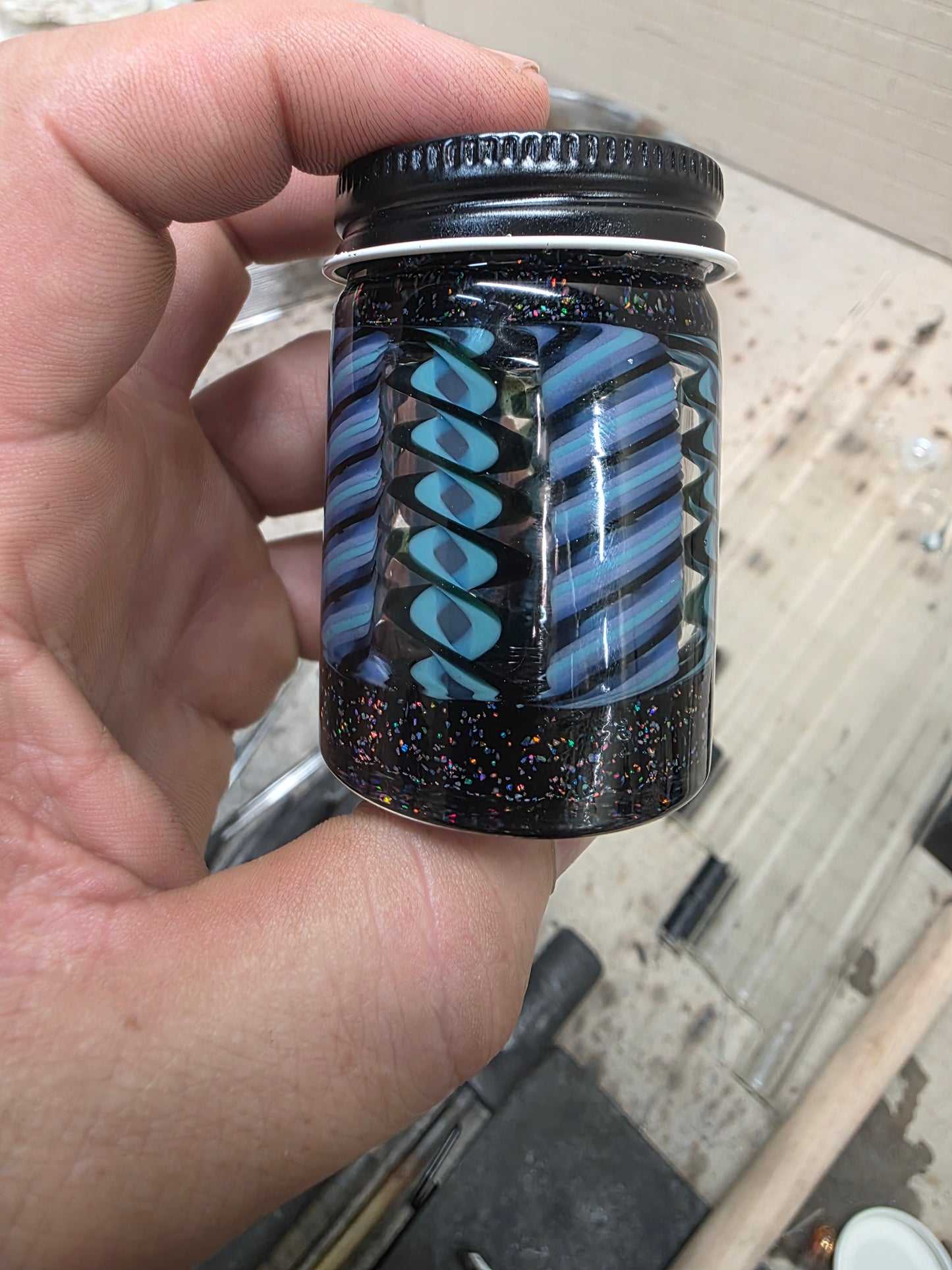 Large Opal Weave Jar