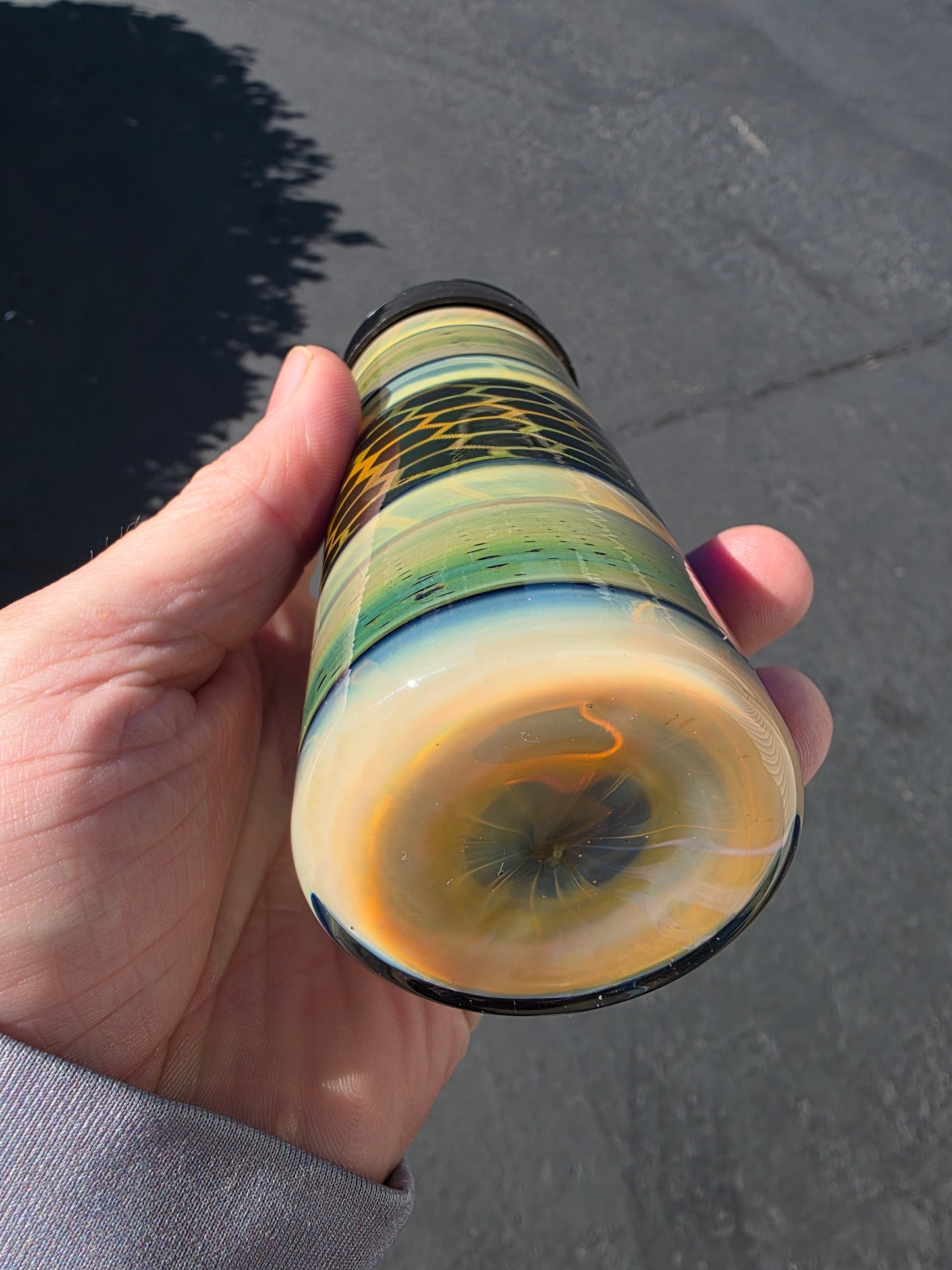 Seasoning jar with honcomb section with gold and silver fume work