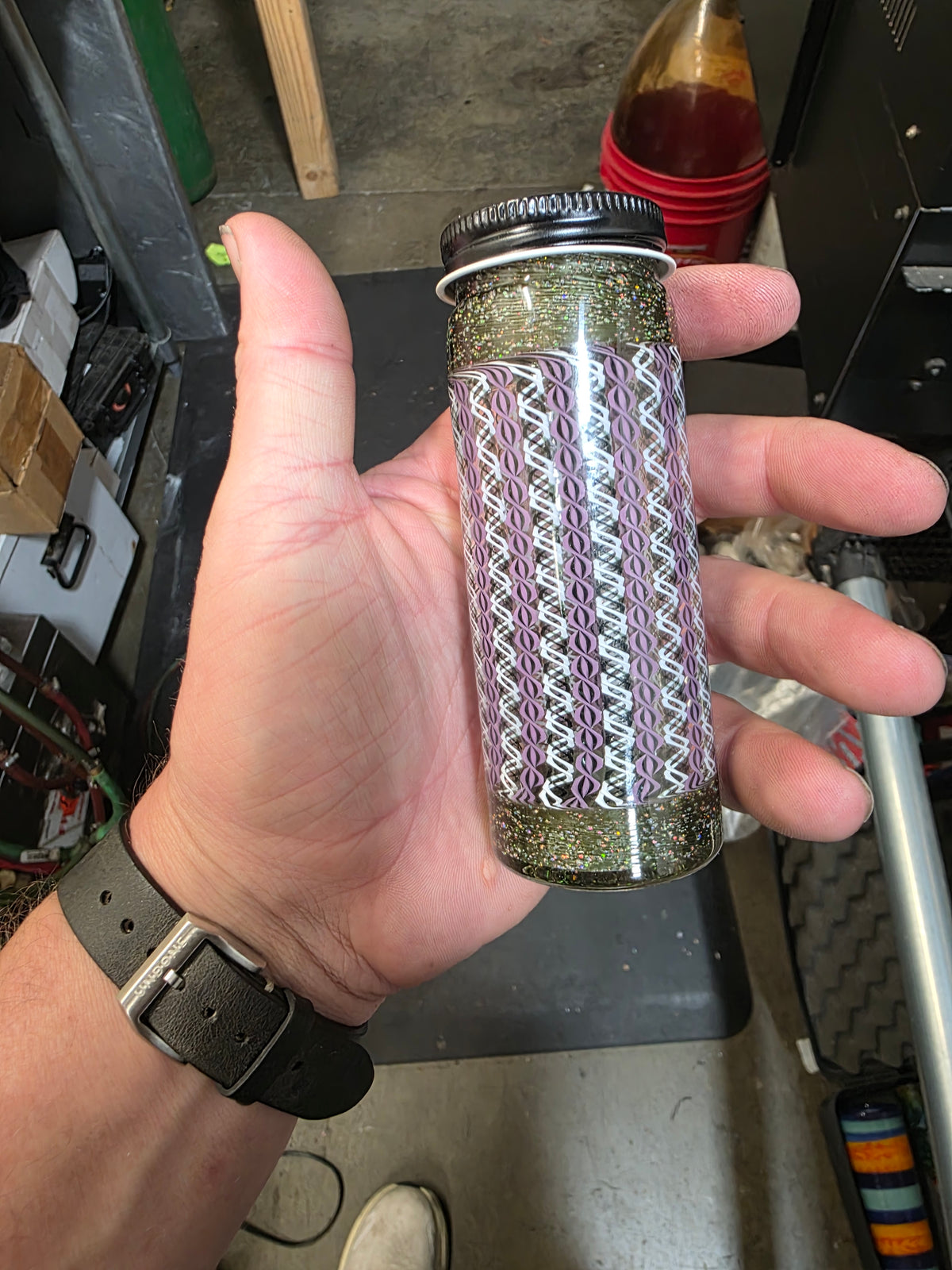 Tall opal cane work jar