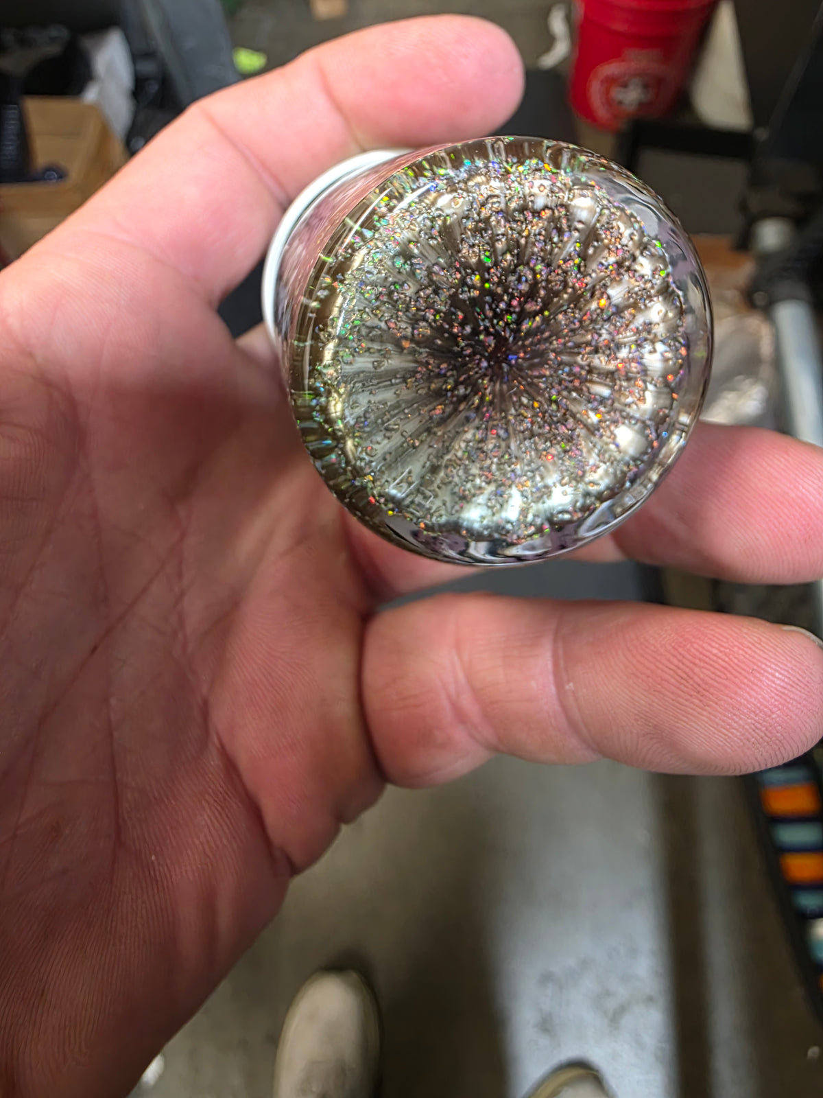 Large opal cane work jar