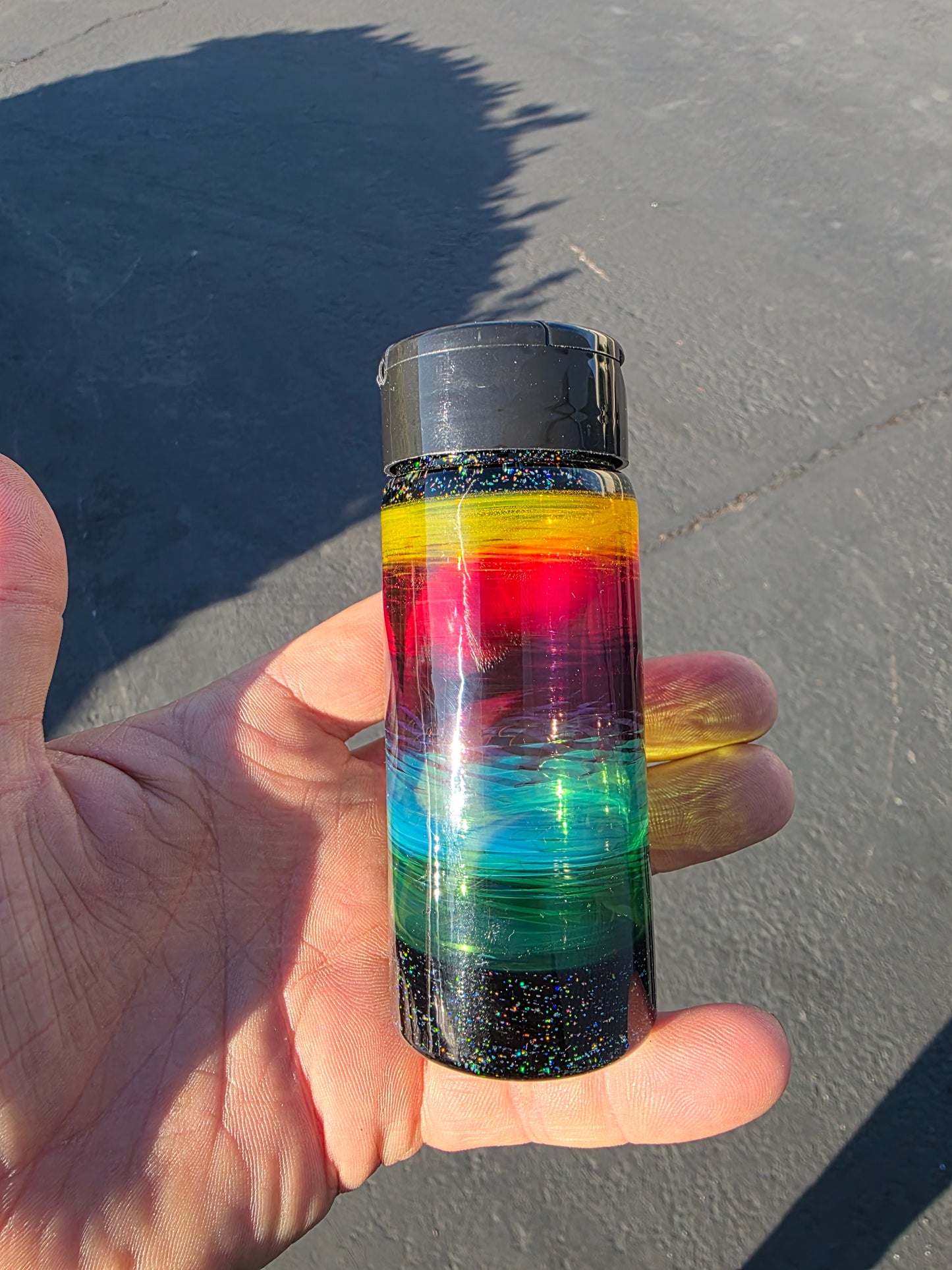 Tall fade jar with opal top and bottom