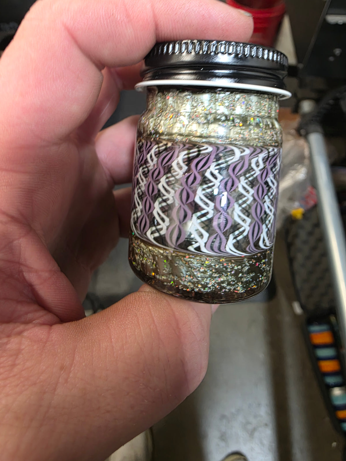 Large opal cane work jar