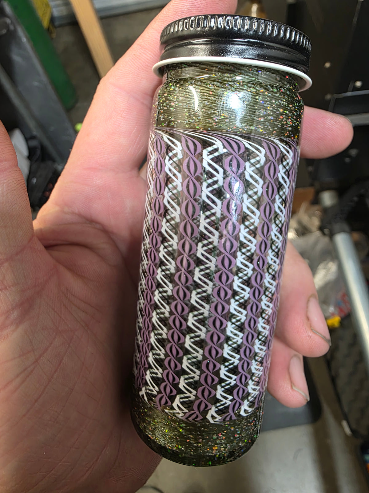 Tall opal cane work jar