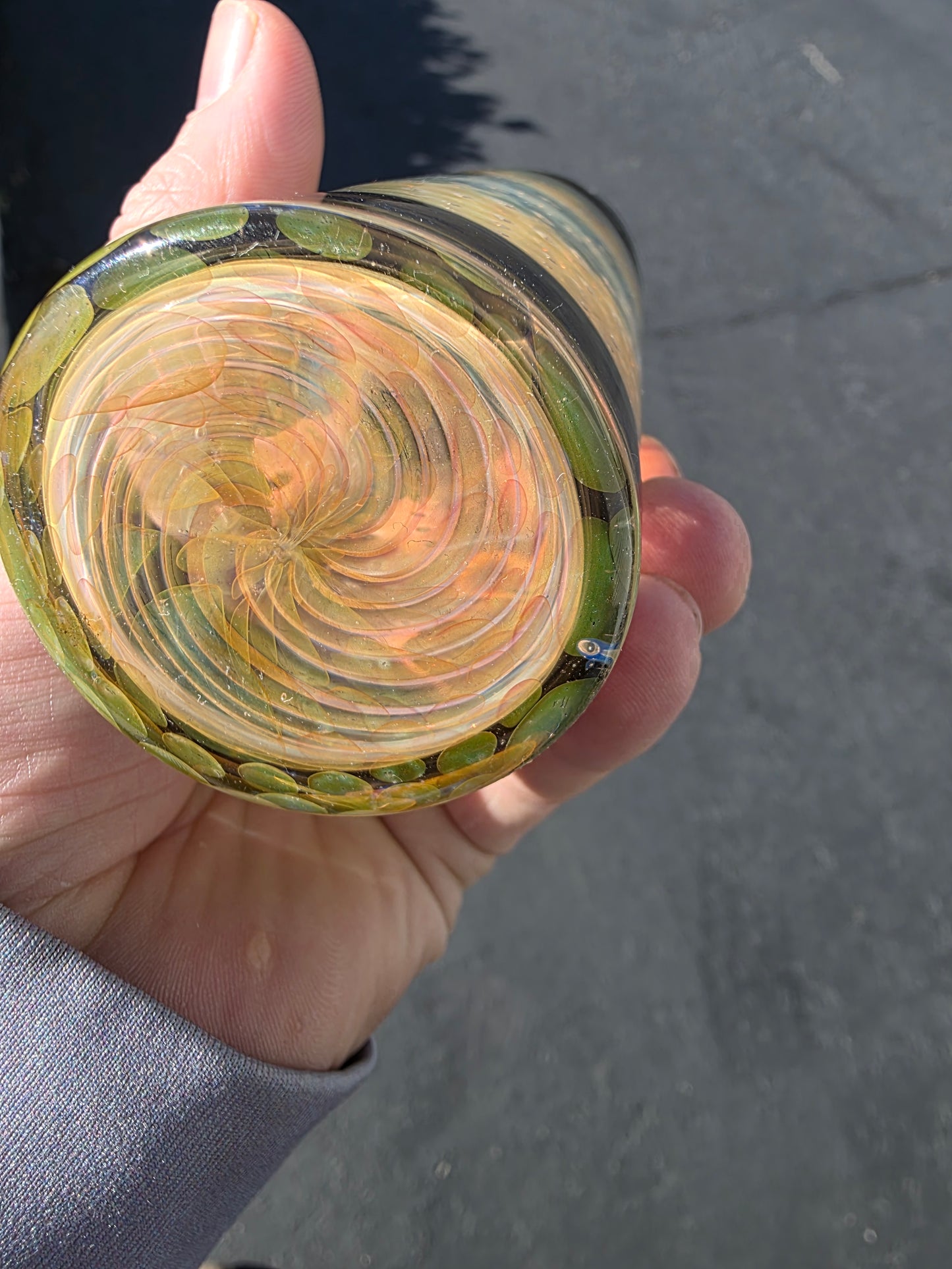 Seasoning jar with gold and silver fume work