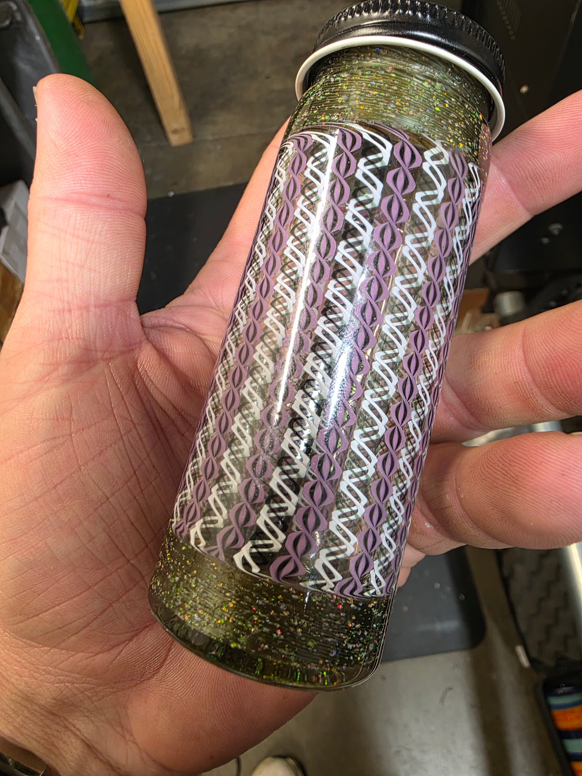 Tall opal cane work jar