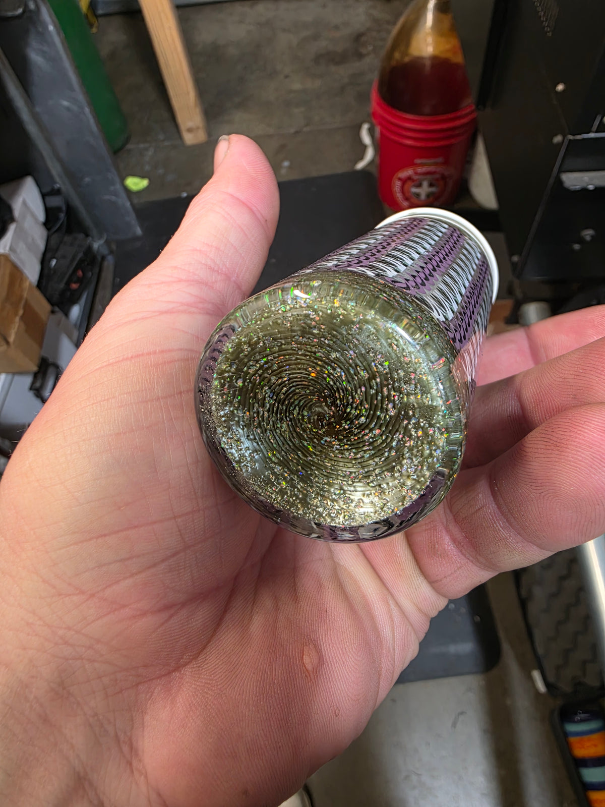 Tall opal cane work jar