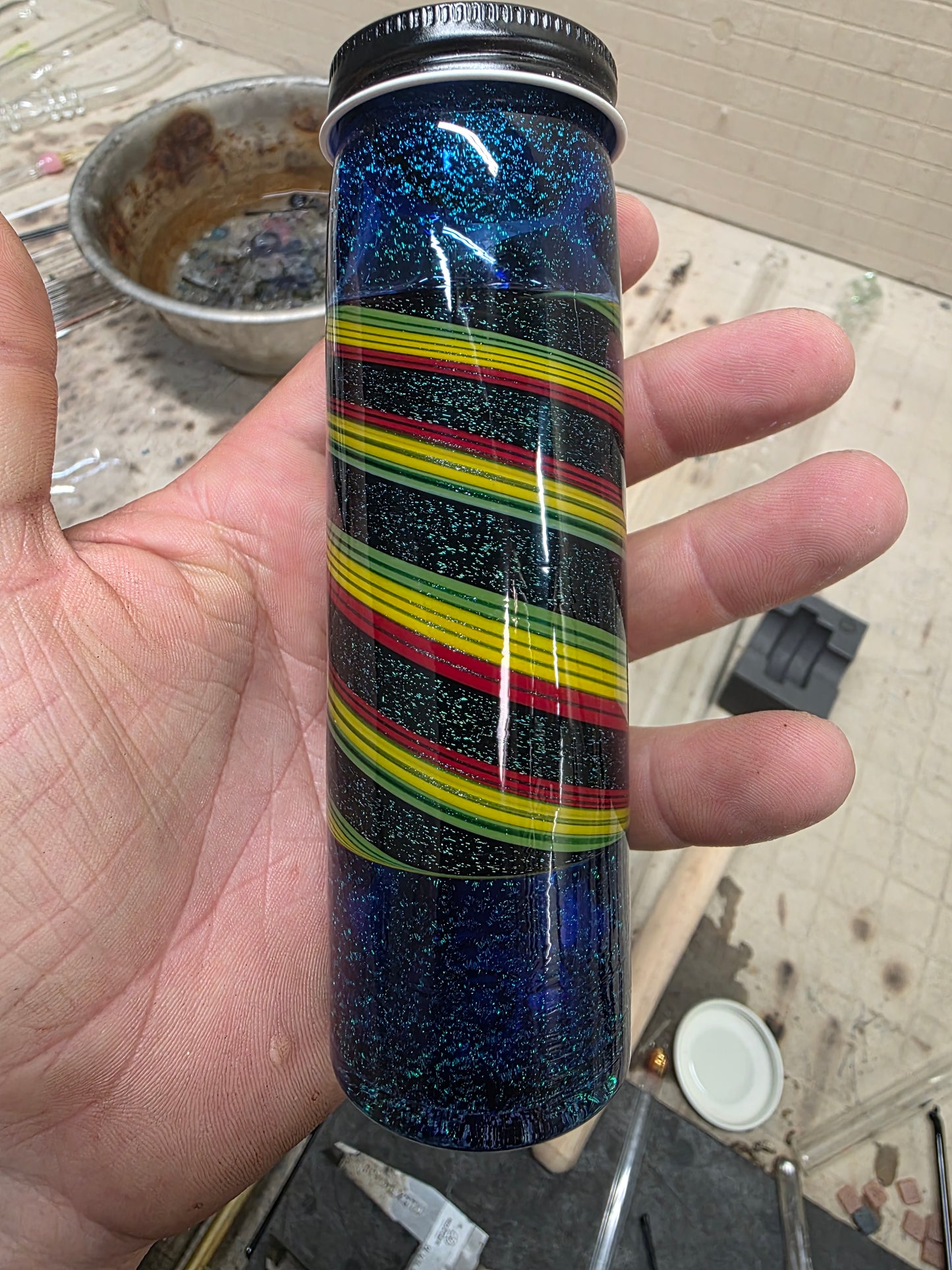 Extra Tall Cosmic Rasta Dichro Jar